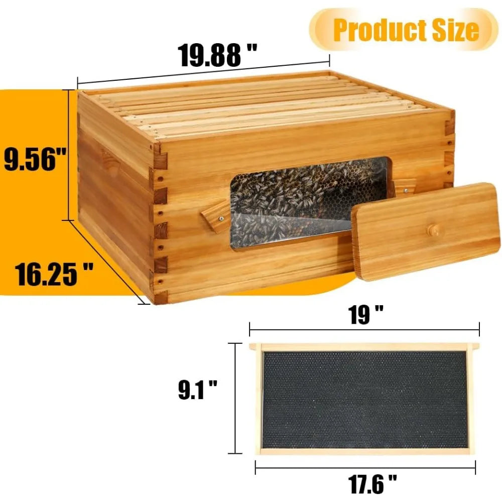 🍯 Honey Lake 10-Frame Langstroth Beehive Kit – Wax-Coated with Observation Windows