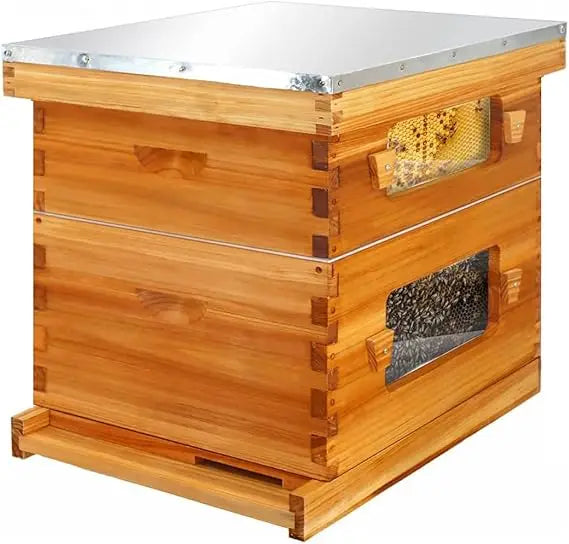 🍯 Honey Lake 10-Frame Langstroth Beehive Kit – Wax-Coated with Observation Windows