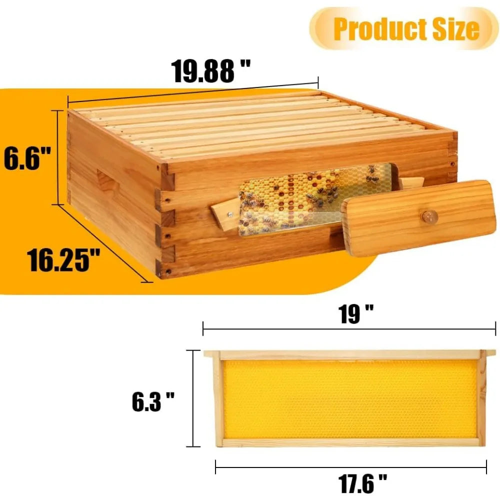 🍯 Honey Lake 10-Frame Langstroth Beehive Kit – Wax-Coated with Observation Windows