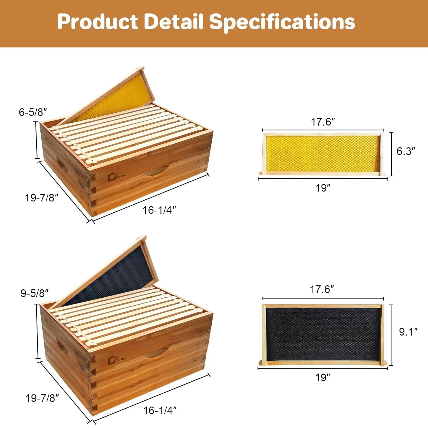 🍯 10-Frame Beehive Starter Kit – Wax-Coated with 1 Deep Brood Box & 1 Medium Super